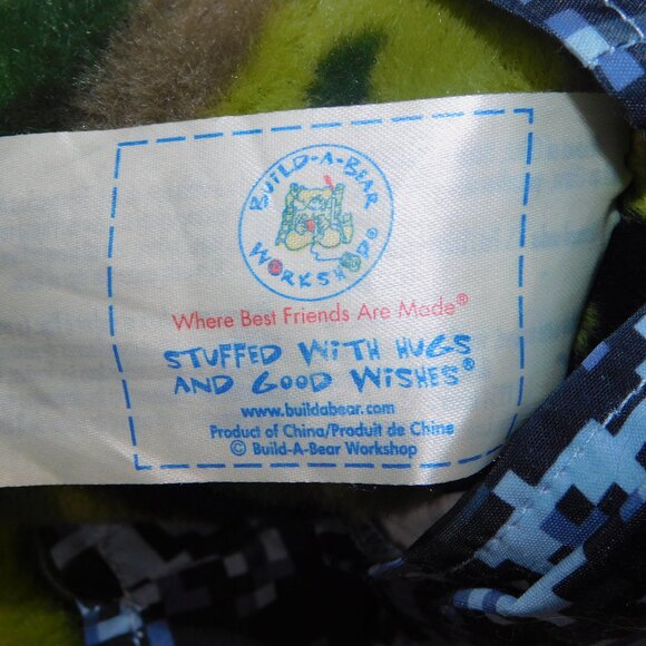 BAB Build a Bear Workshop Green Camo Teddy Bear with Blue Digital Camo Outfit - Picture 4 of 5